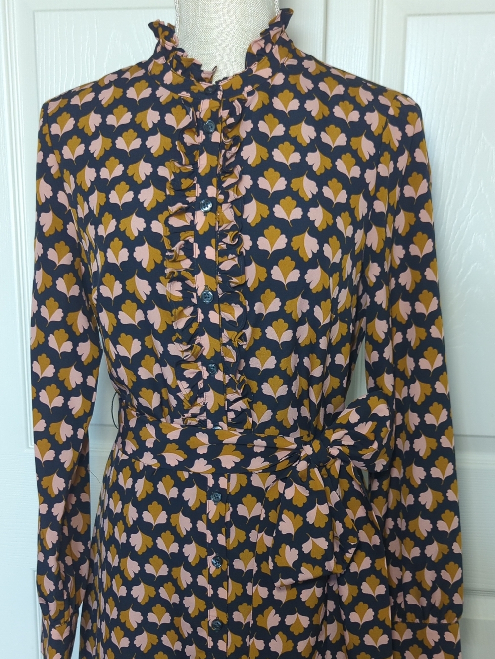 Boden Navy Oak Leaf Clover Long Sleeve Shirt Dress - Picture 7 of 12
